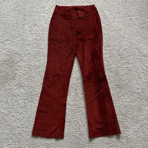 Wilsons Leather Pelle Studio Suede Dress Pants Womens 2 Red Flare Lined Zip